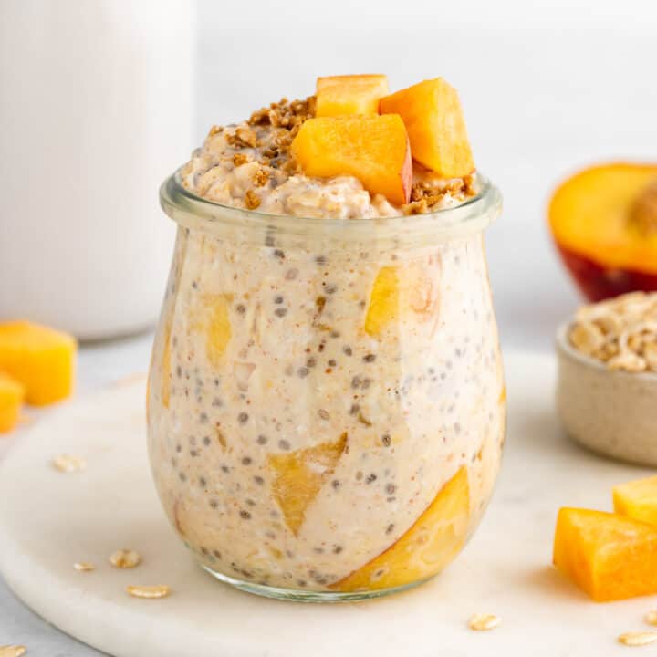 Peaches and Cream Overnight Oats - Purely Kaylie